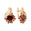 Серьги английский замок из серебра 925 с гранатом