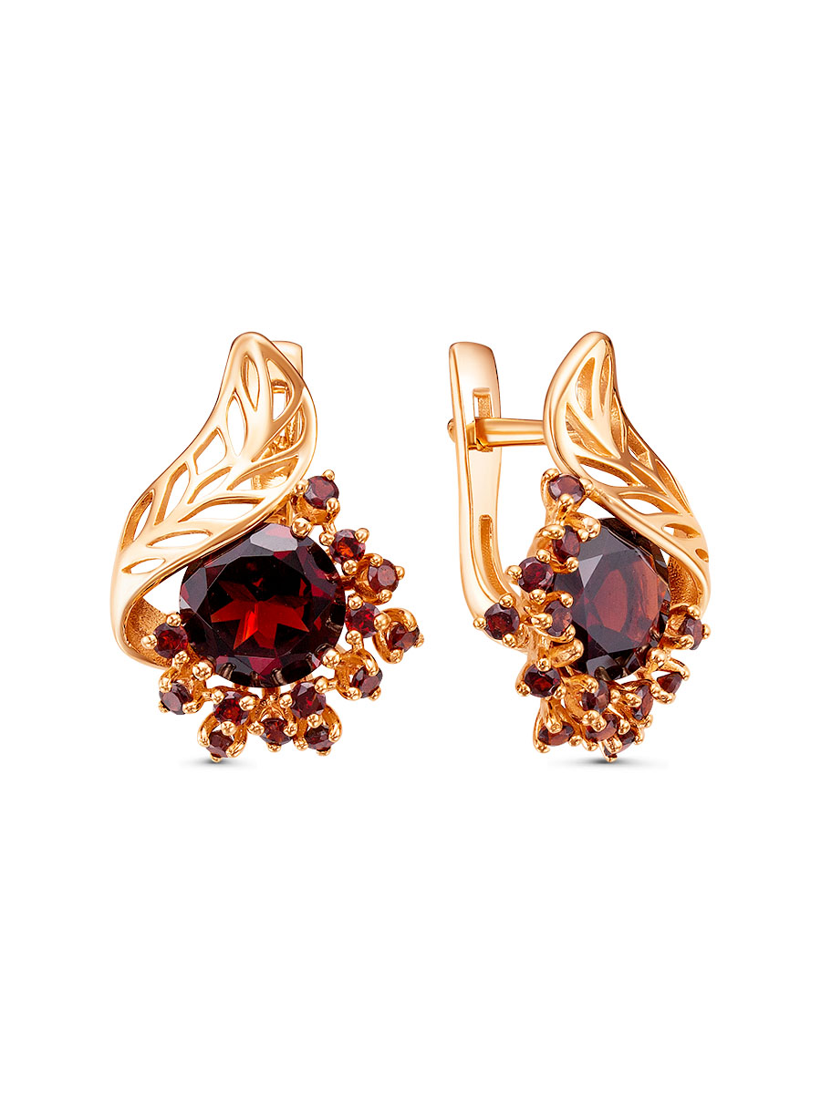 Серьги английский замок из серебра 925 с гранатом