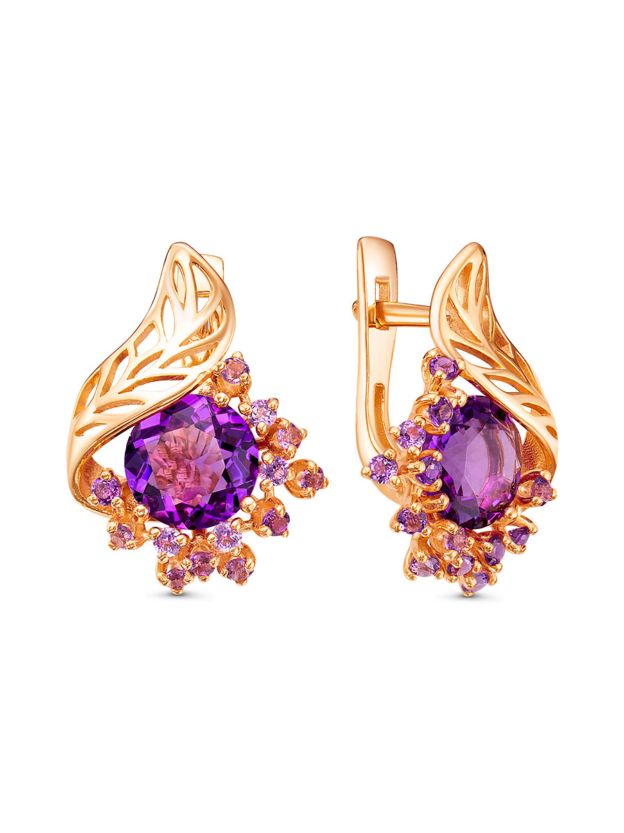 Серьги английский замок из серебра 925 с аметистом