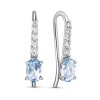 Серьги французский замок из серебра 925 с топазом, фианит
