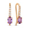 Серьги французский замок из серебра 925 с аметистом, фианит
