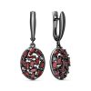 Серьги английский замок из серебра 925 с гранатом, фианит