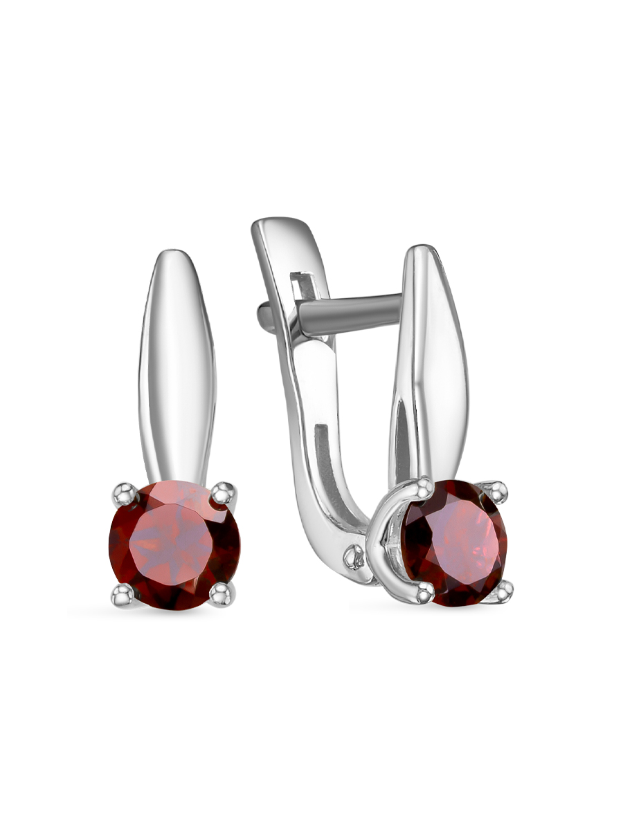 Серьги английский замок из серебра 925 с гранатом