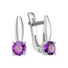 Серьги английский замок из серебра 925 с аметистом