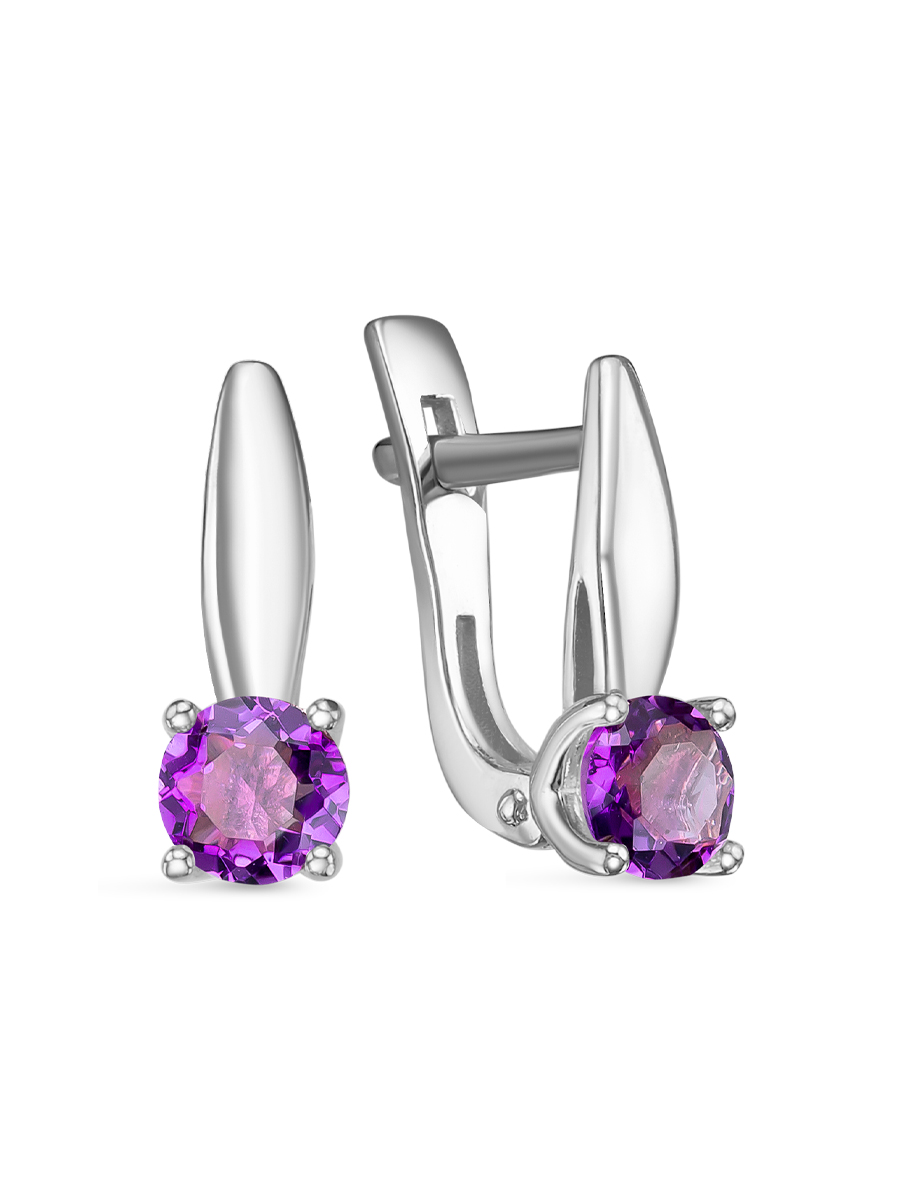 Серьги английский замок из серебра 925 с аметистом
