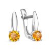 Серьги английский замок из серебра 925 с цитрином