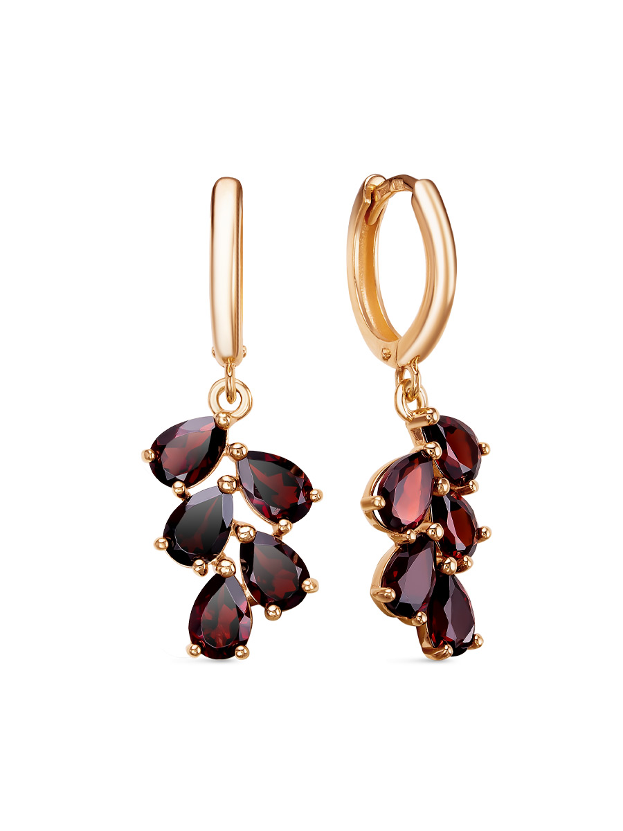 Серьги конго из серебра 925 с гранатом