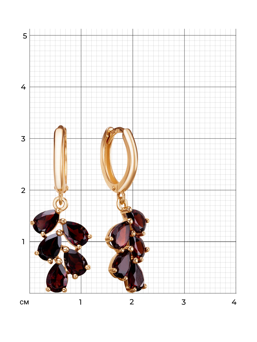Серьги конго из серебра 925 с гранатом