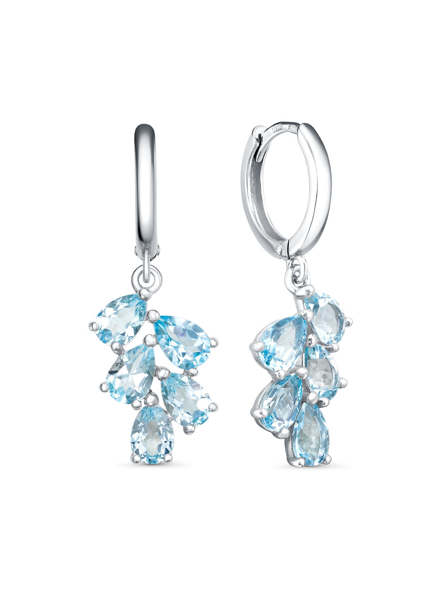 Серьги конго из серебра 925 с топазом