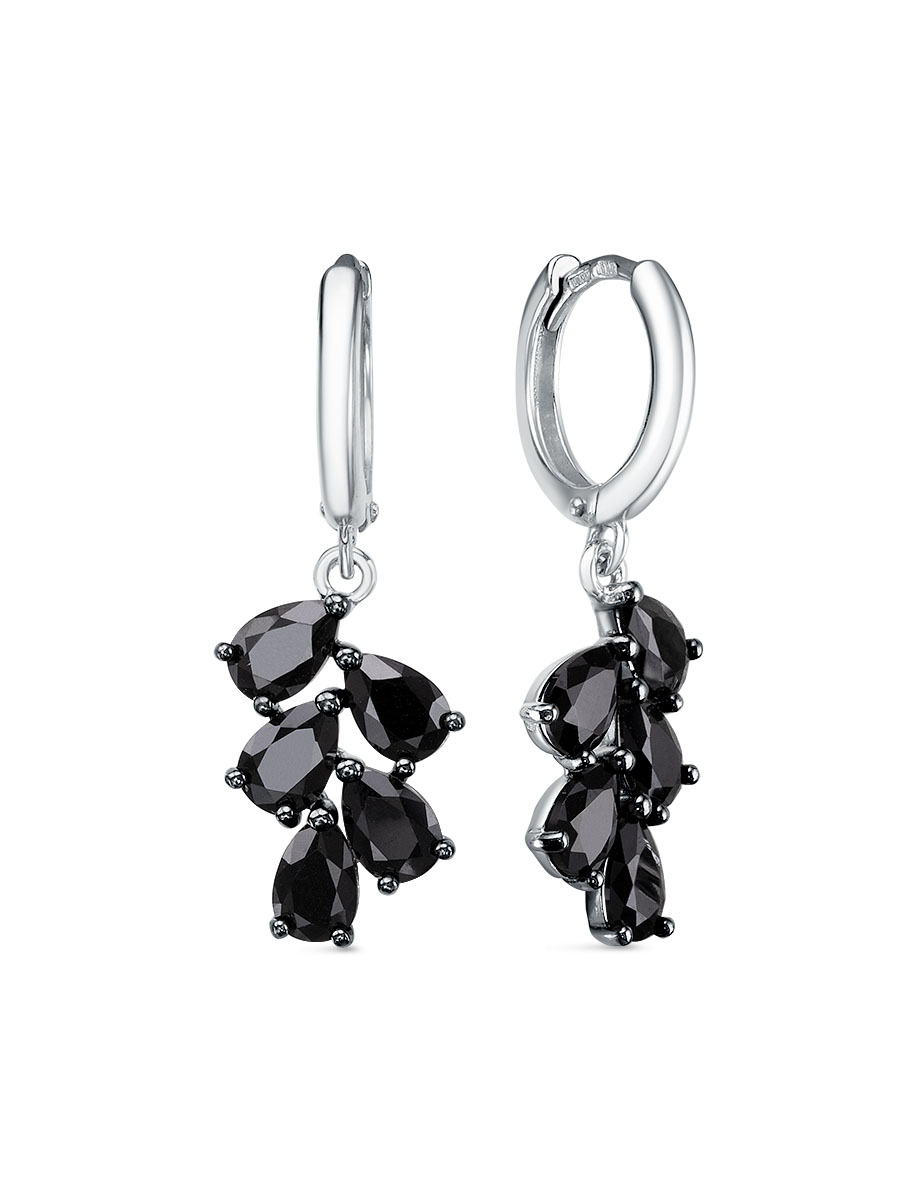 Серьги конго из серебра 925 со шпинелью