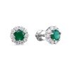 Серьги пусеты из серебра 925 с агатом, фианит