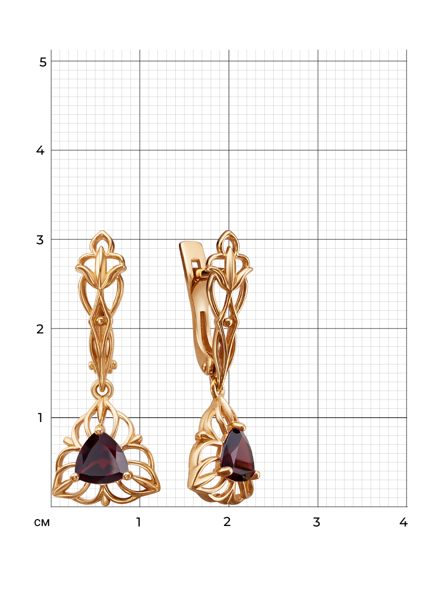 Серьги  из серебра 925 с гранатом