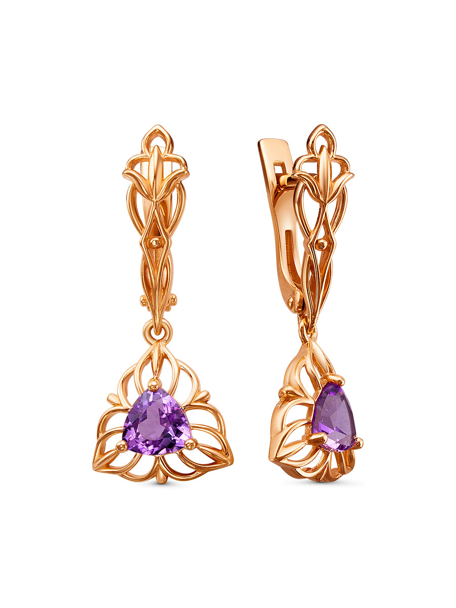 Серьги английский замок из серебра 925 с аметистом