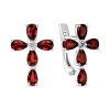 Серьги английский замок из серебра 925 с гранатом