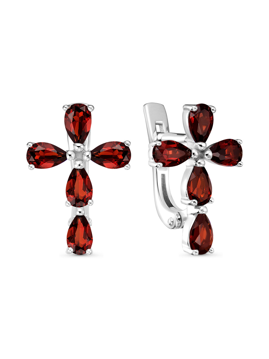 Серьги английский замок из серебра 925 с гранатом
