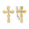 Серьги английский замок из серебра 925 с цитрином
