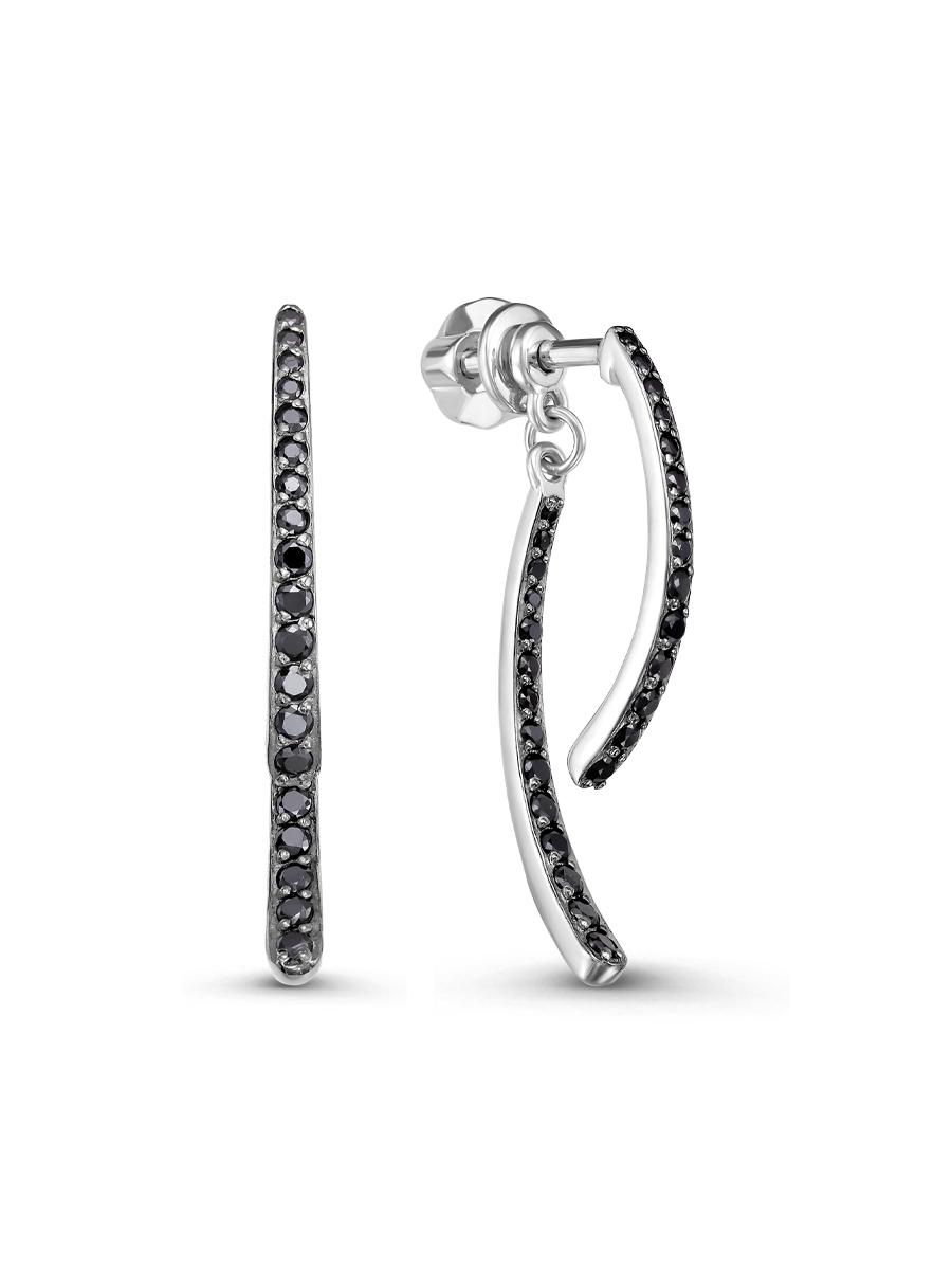 Серьги джекеты из серебра 925 со шпинелью