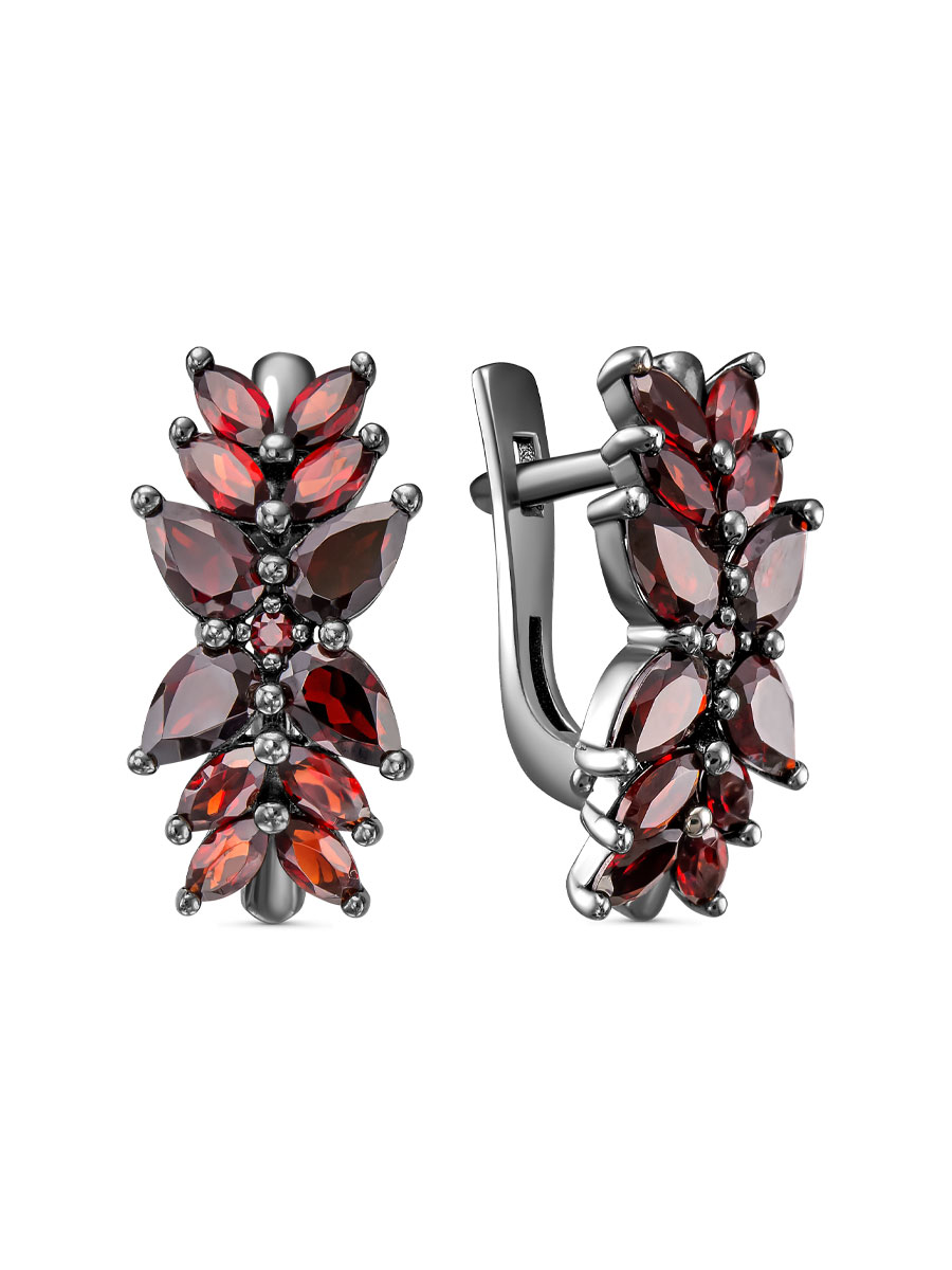 Серьги английский замок из серебра 925 с гранатом