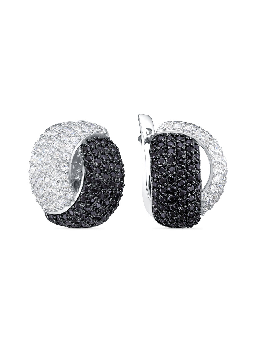 Серьги английский замок из серебра 925 с шпинелем, фианит