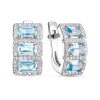 Серьги английский замок из серебра 925 с топазом, фианит
