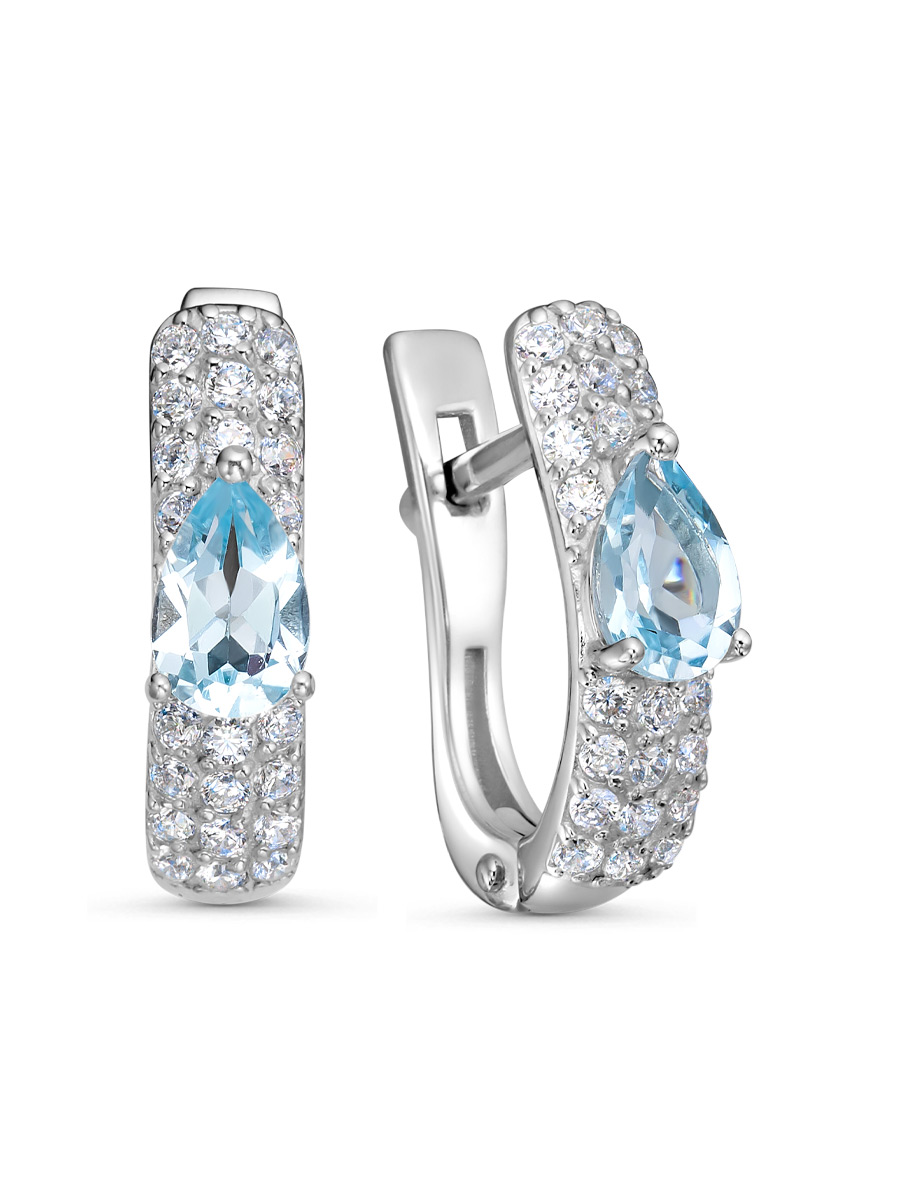 Серьги английский замок из серебра 925 с топазом