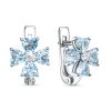 Серьги английский замок из серебра 925 с топазом, фианит