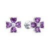 Серьги пусеты из серебра 925 с аметистом, фианит