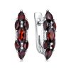 Серьги английский замок из серебра 925 с гранатом