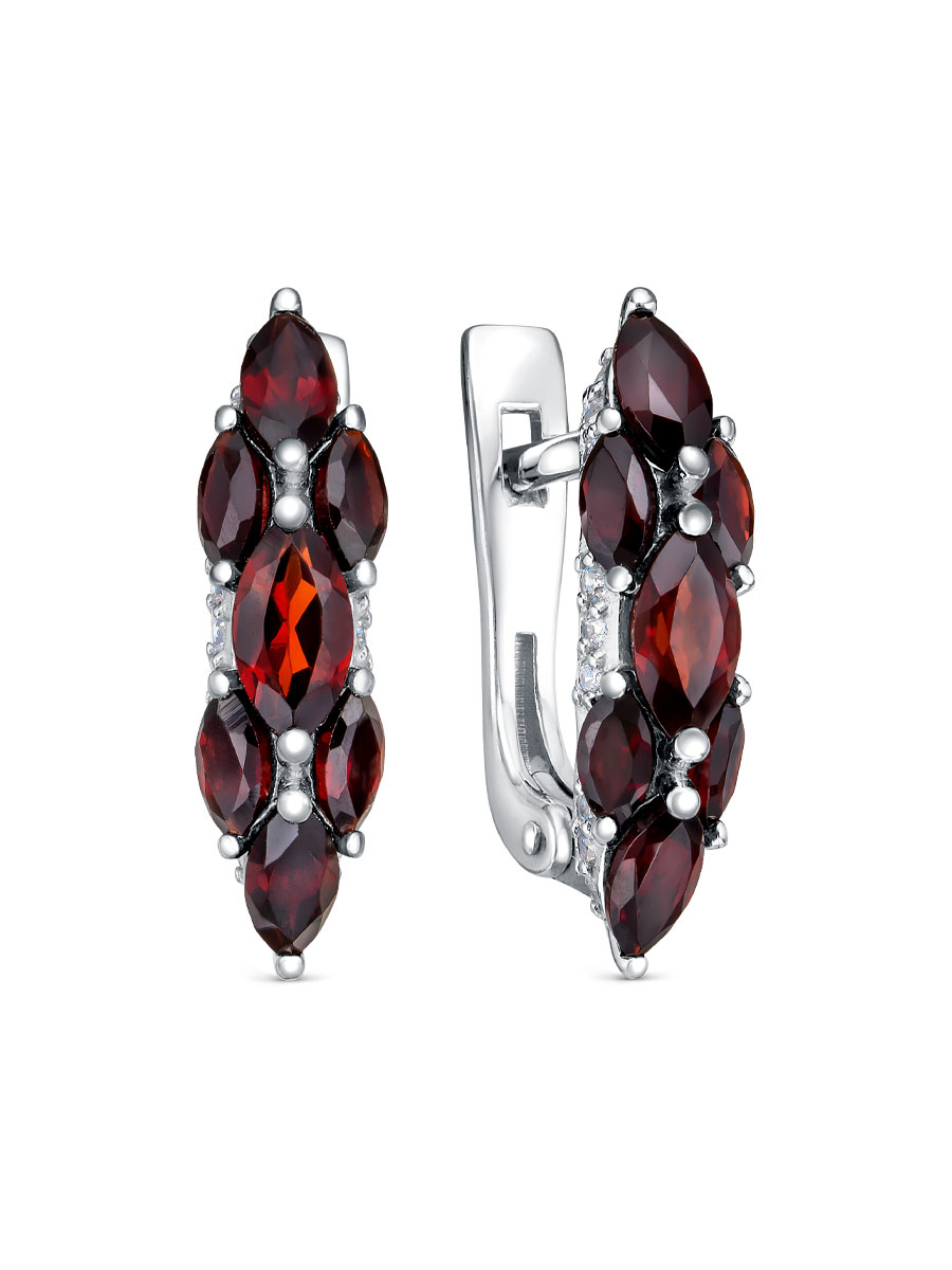 Серьги английский замок из серебра 925 с гранатом