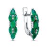 Серьги английский замок из серебра 925 с агатом, фианит