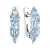 Серьги английский замок из серебра 925 с топазом, фианит