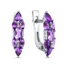 Серьги английский замок из серебра 925 с аметистом, фианит