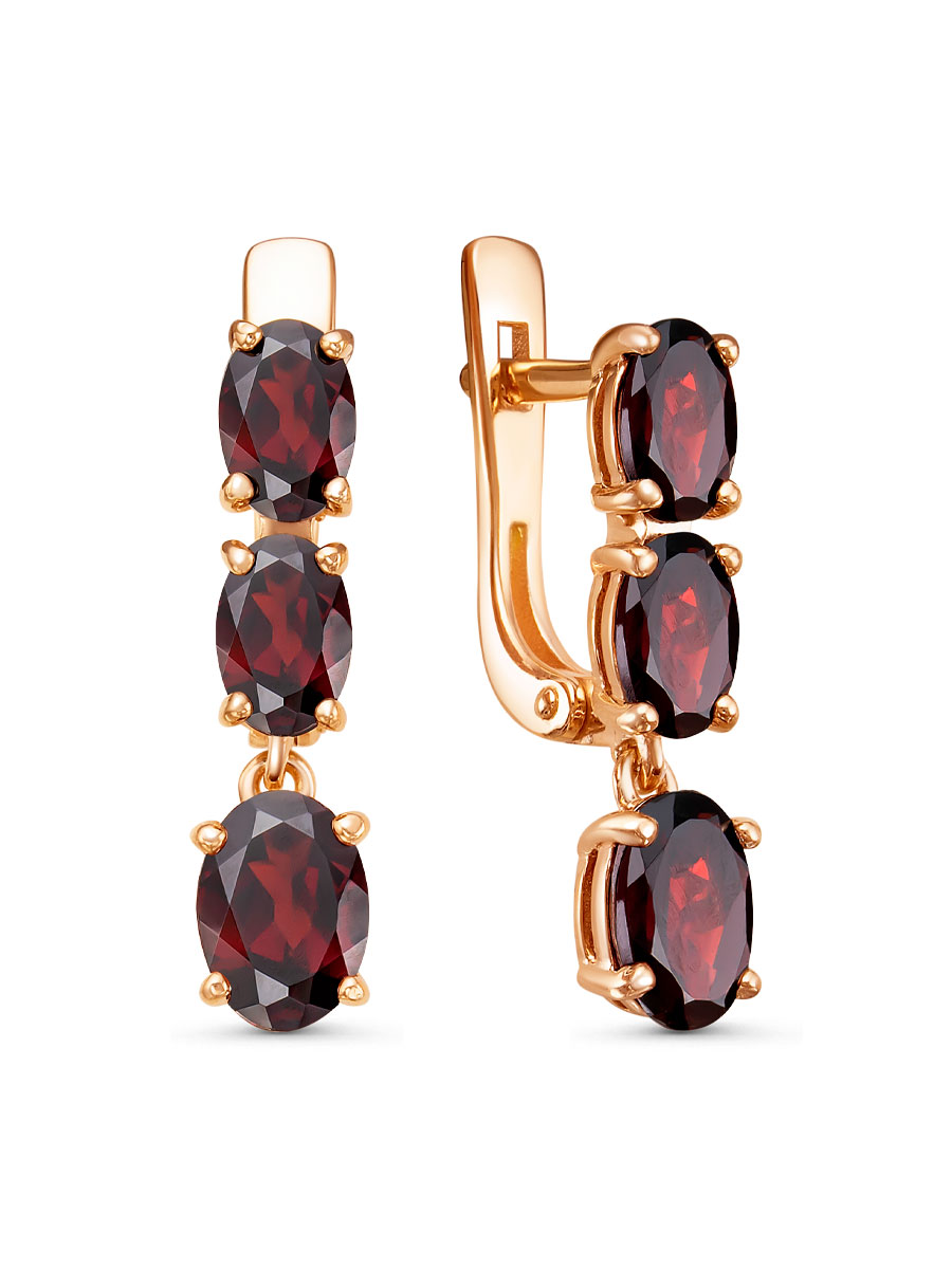 Серьги английский замок из серебра 925 с гранатом