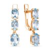 Серьги английский замок из серебра 925 с топазом, фианит