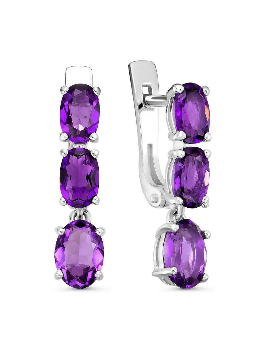 Серьги английский замок из серебра 925 с аметистом