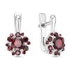 Серьги английский замок из серебра 925 с гранатом