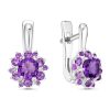 Серьги английский замок из серебра 925 с аметистом