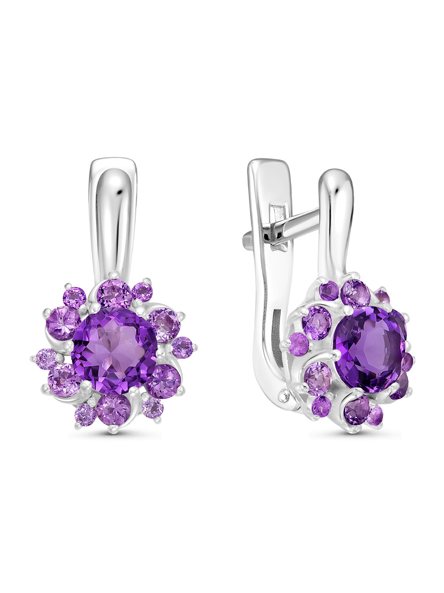 Серьги английский замок из серебра 925 с аметистом