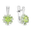 Серьги английский замок из серебра 925 с хризолитом