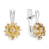 Серьги английский замок из серебра 925 с цитрином