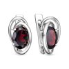 Серьги английский замок из серебра 925 с гранатом