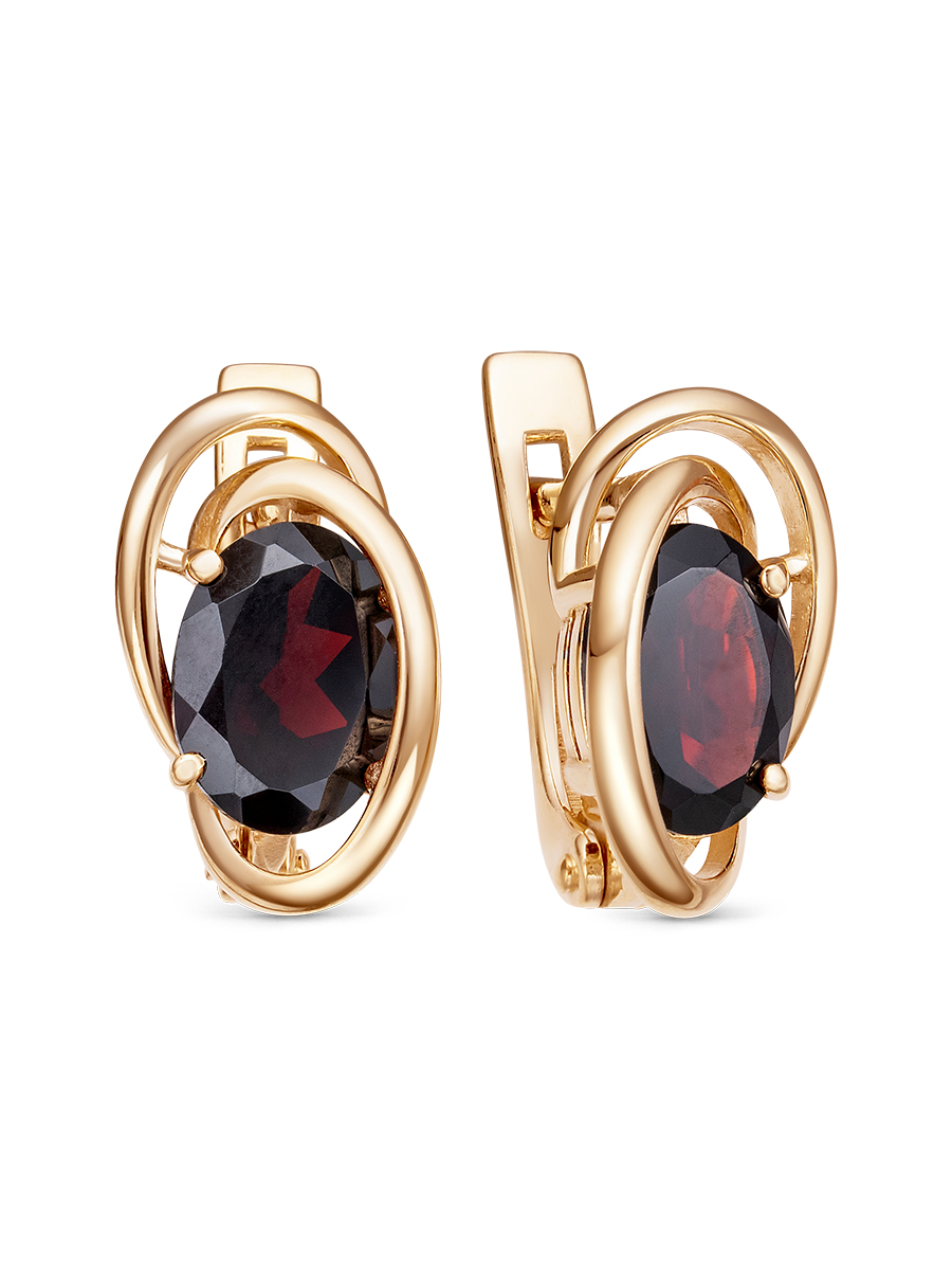 Серьги английский замок из серебра 925 с гранатом