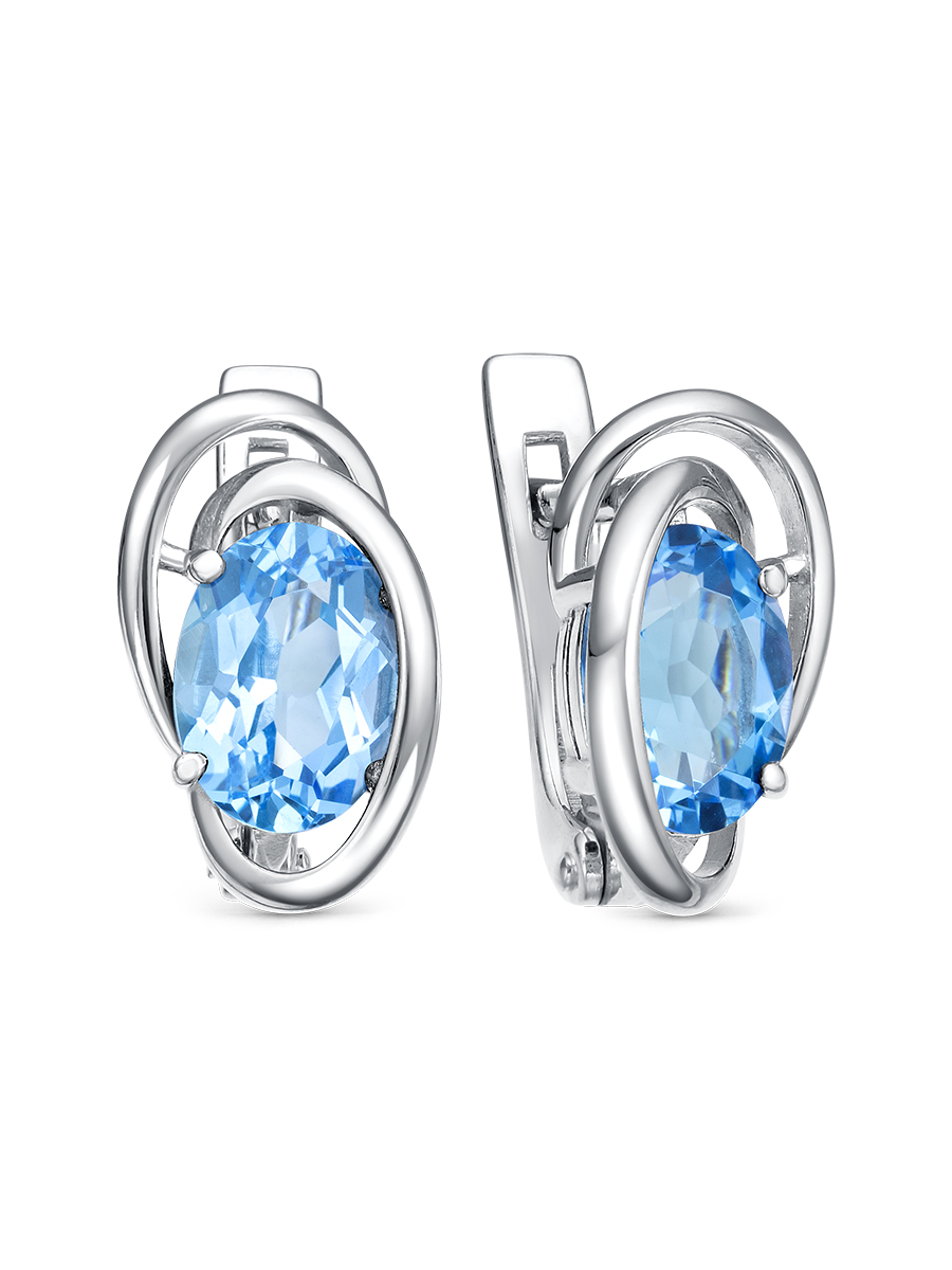 Серьги английский замок из серебра 925 с топазом
