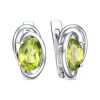 Серьги английский замок из серебра 925 с хризолитом