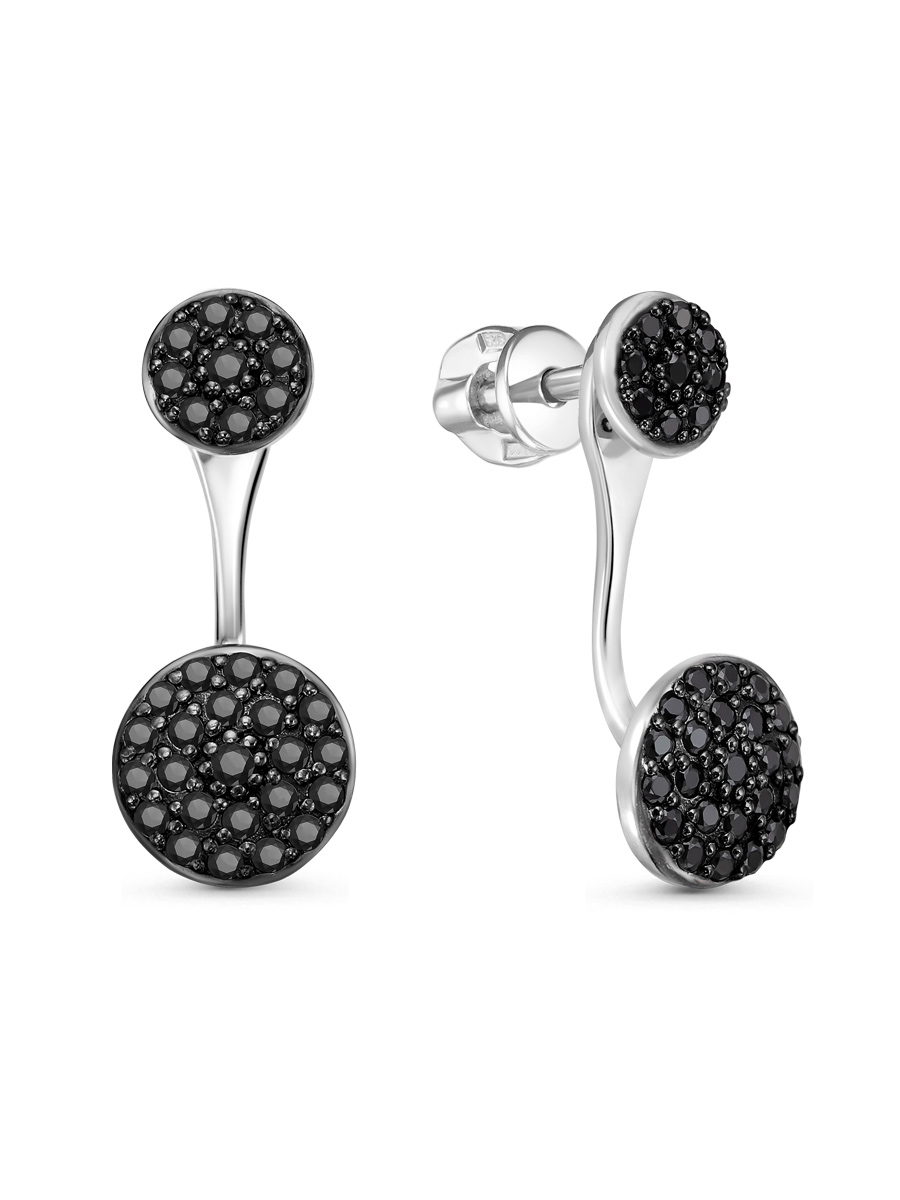 Серьги джекеты из серебра 925 со шпинелью