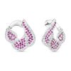 Серьги английский замок из серебра 925 с рубином корунд, фианит