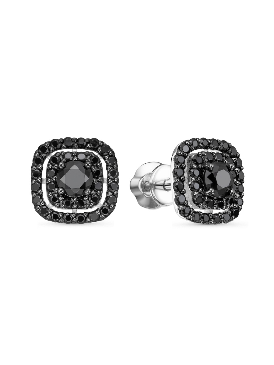 Серьги пусеты из серебра 925 со шпинелью
