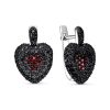 Серьги английский замок из серебра 925 с гранатом, шпинелем