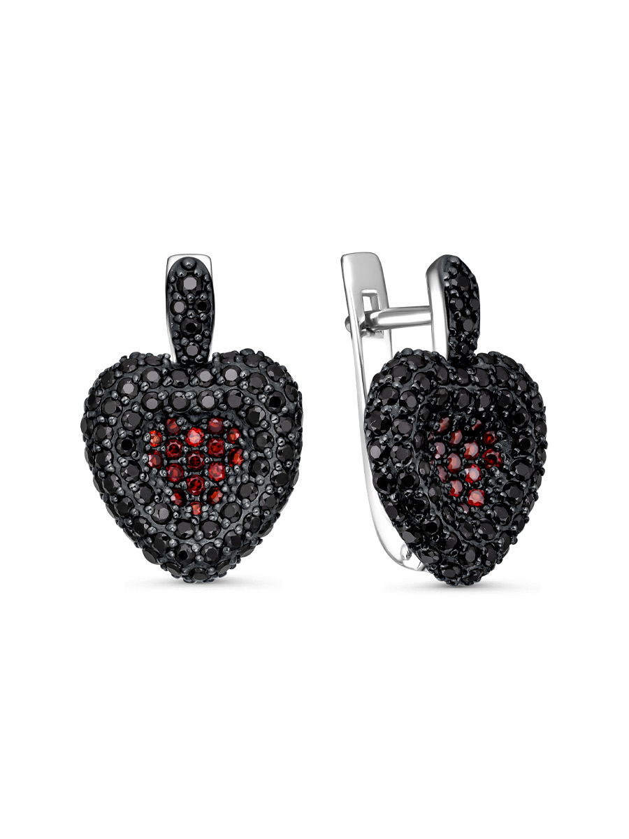 Серьги английский замок из серебра 925 с гранатом, шпинелем
