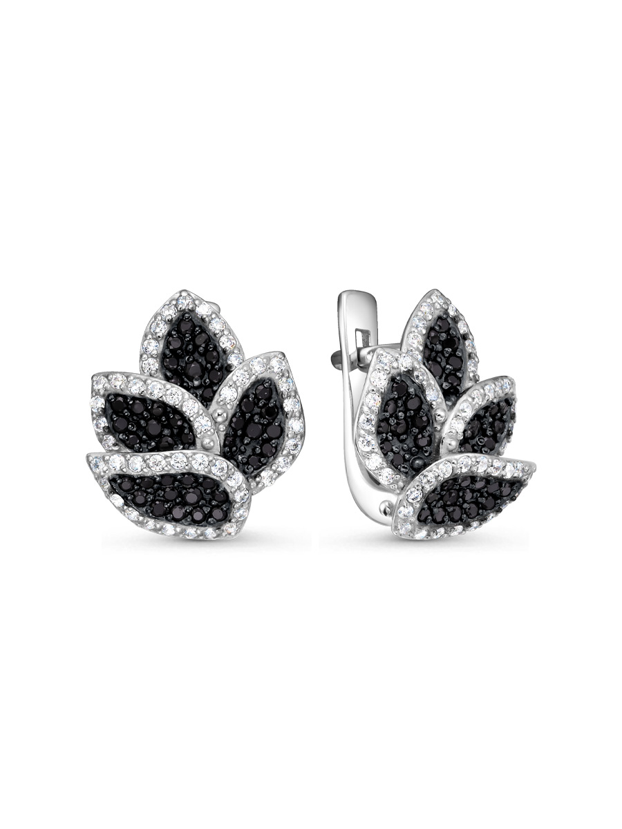 Серьги английский замок из серебра 925 с шпинелем, фианит